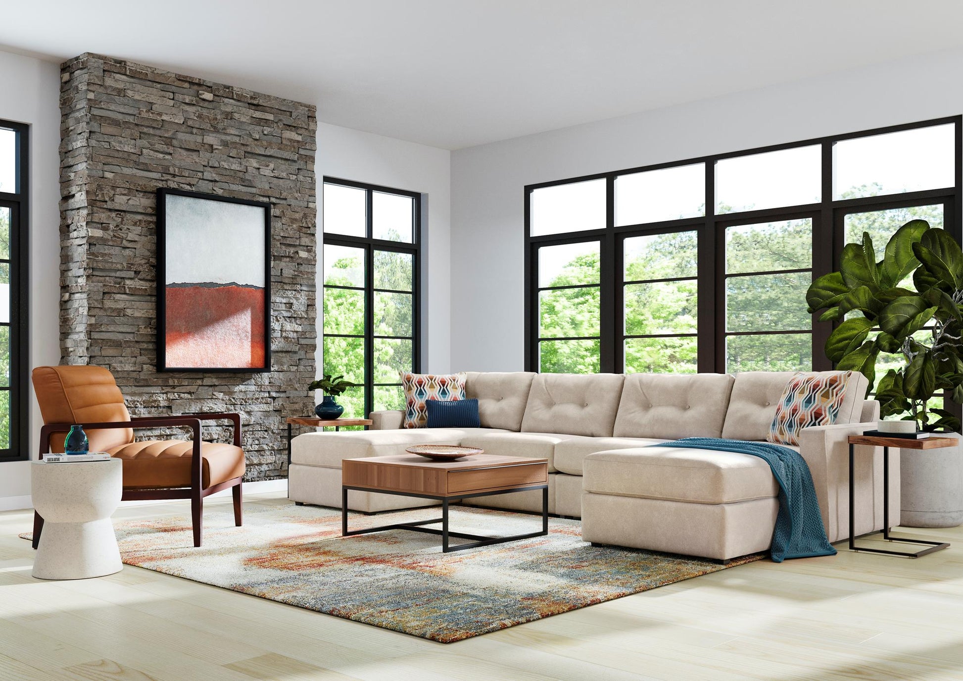 Modular One 4-Piece Sectional with Dual Chaise