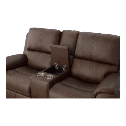 Carmen Leather Power Reclining Loveseat with Console