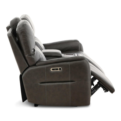 Walker Leather Power Reclining Console Loveseat