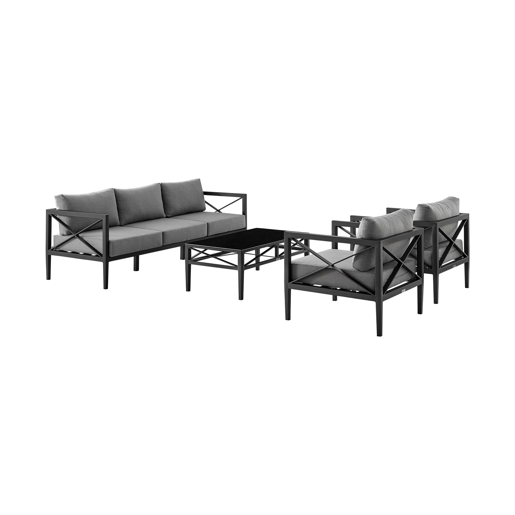 Sonoma Outdoor 4 piece Set in Dark Gray Finish and Dark Gray Cushions