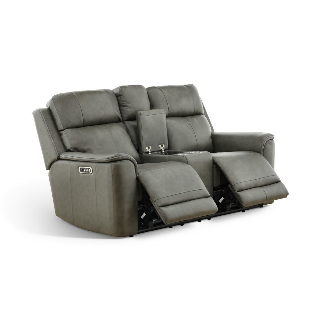Samarah Power Leather Reclining Console Loveseat