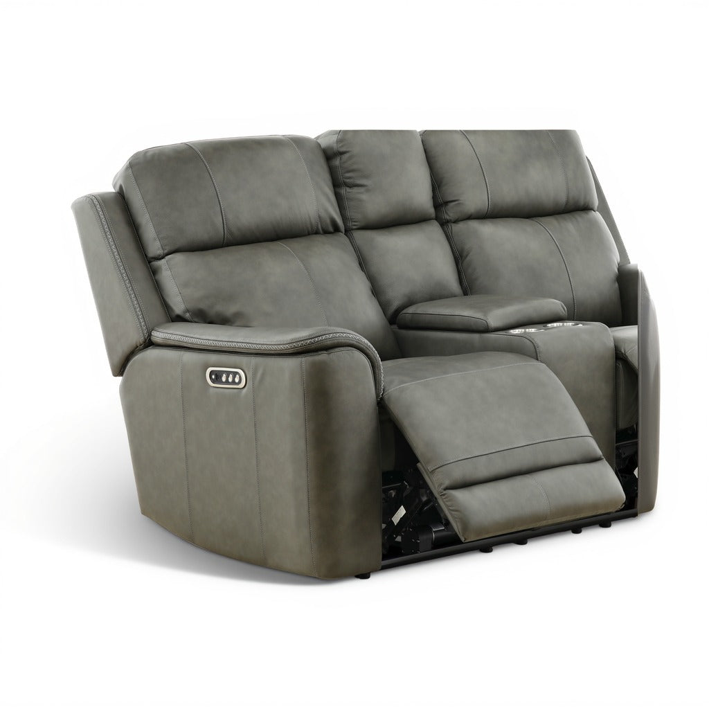 Samarah Power Leather Reclining Console Loveseat