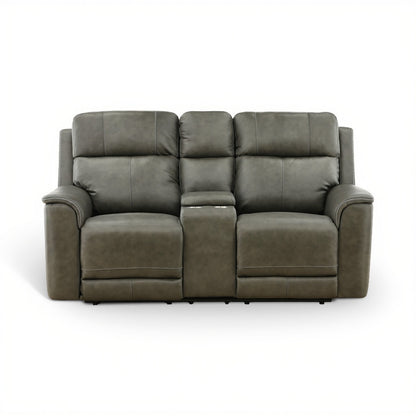 Samarah Power Leather Reclining Console Loveseat