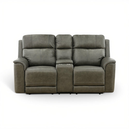 Samarah Power Leather Reclining Console Loveseat