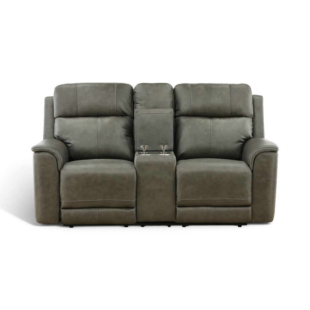 Samarah Power Leather Reclining Console Loveseat