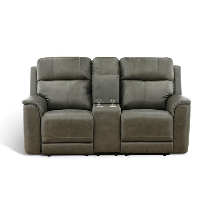 Samarah Power Leather Reclining Console Loveseat