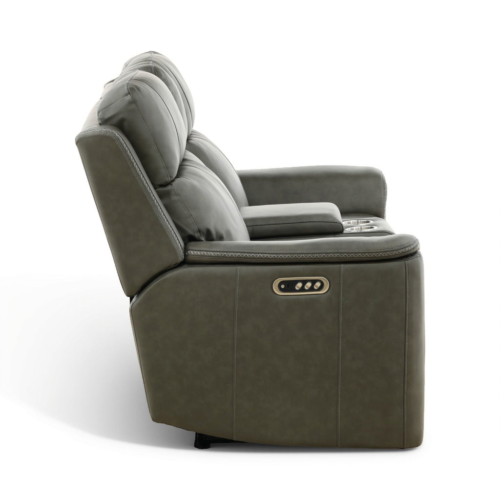 Samarah Power Leather Reclining Console Loveseat