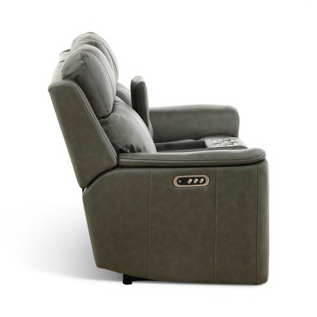 Samarah Power Leather Reclining Console Loveseat