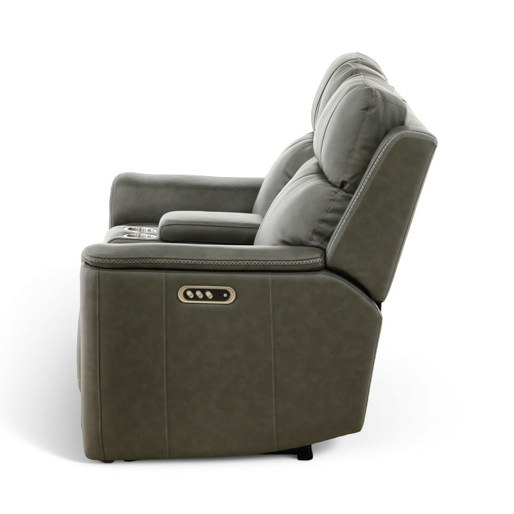 Samarah Power Leather Reclining Console Loveseat