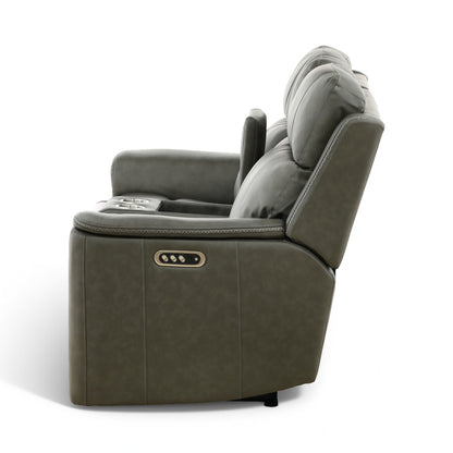 Samarah Power Leather Reclining Console Loveseat