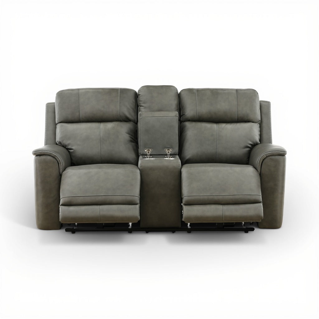 Samarah Power Leather Reclining Console Loveseat