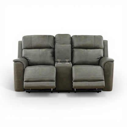Samarah Power Leather Reclining Console Loveseat