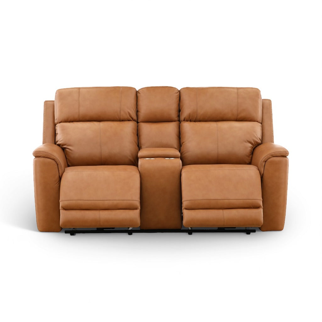 Samarah Power Leather Reclining Console Loveseat