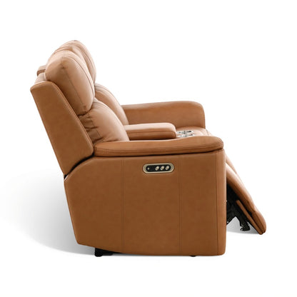 Samarah Power Leather Reclining Console Loveseat