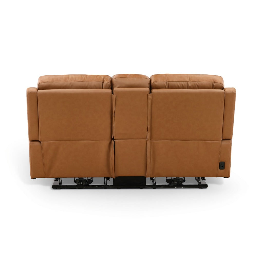 Samarah Power Leather Reclining Console Loveseat