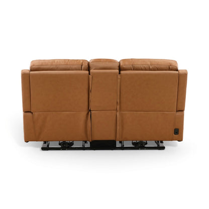 Samarah Power Leather Reclining Console Loveseat