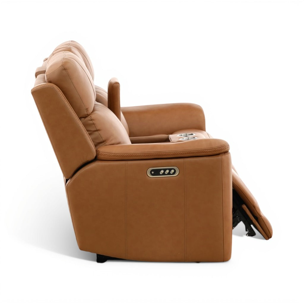 Samarah Power Leather Reclining Console Loveseat
