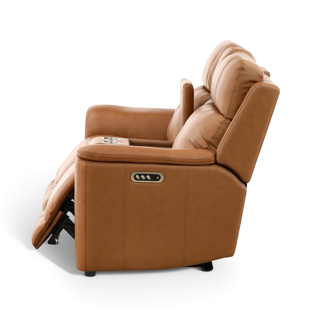 Samarah Power Leather Reclining Console Loveseat