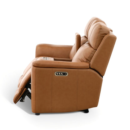 Samarah Power Leather Reclining Console Loveseat