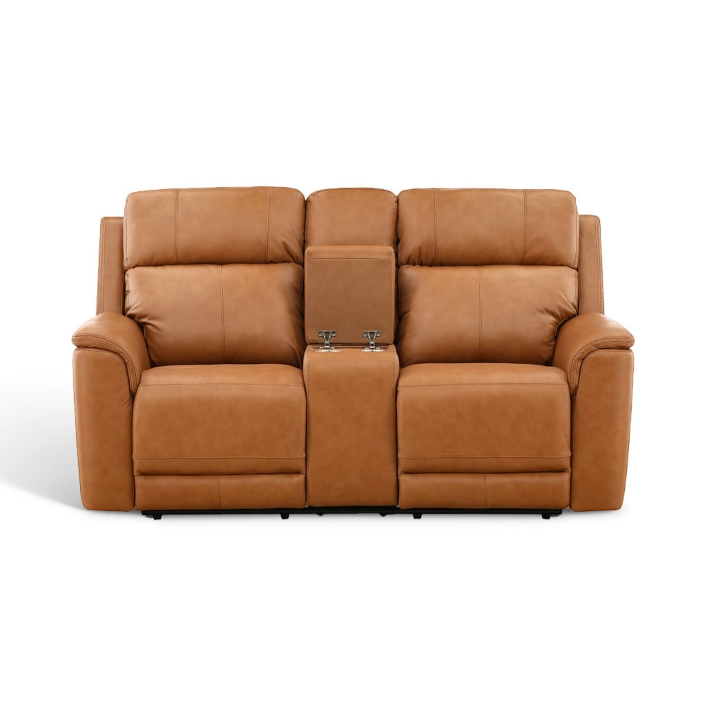 Samarah Power Leather Reclining Console Loveseat