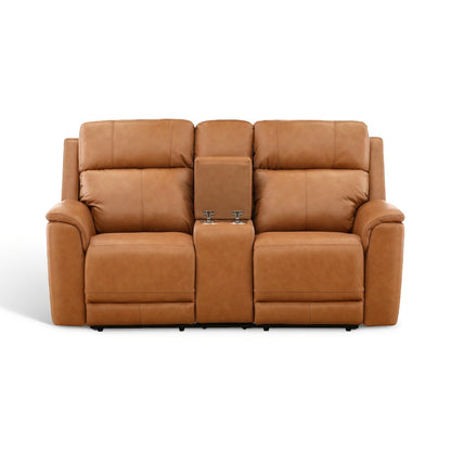 Samarah Power Leather Reclining Console Loveseat