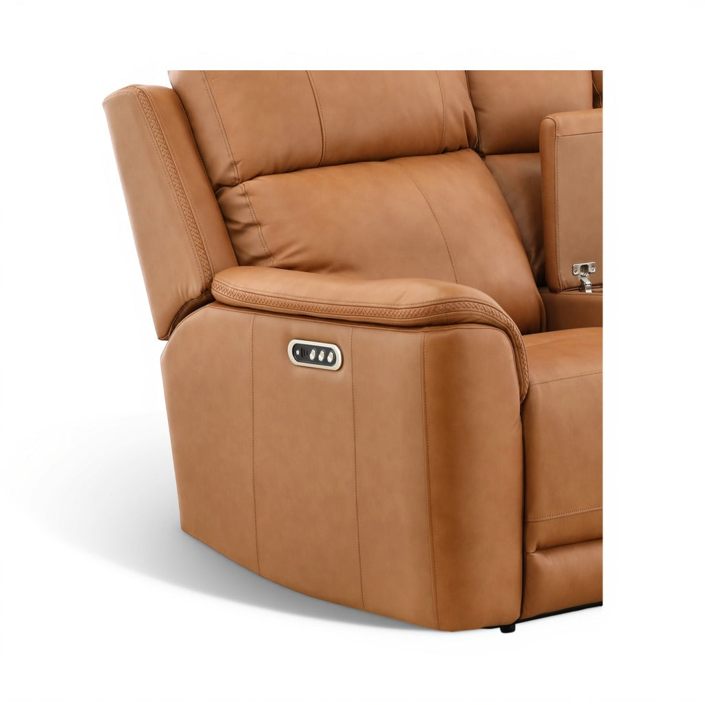 Samarah Power Leather Reclining Console Loveseat