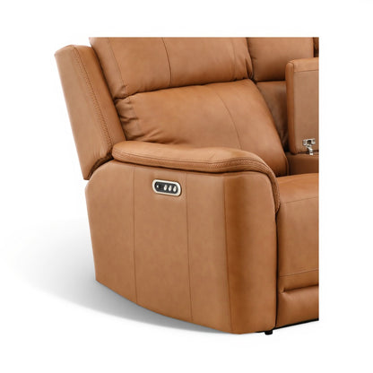 Samarah Power Leather Reclining Console Loveseat