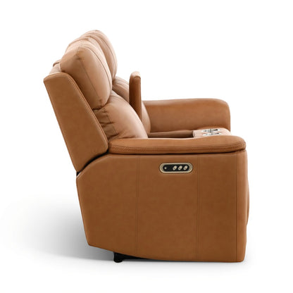 Samarah Power Leather Reclining Console Loveseat