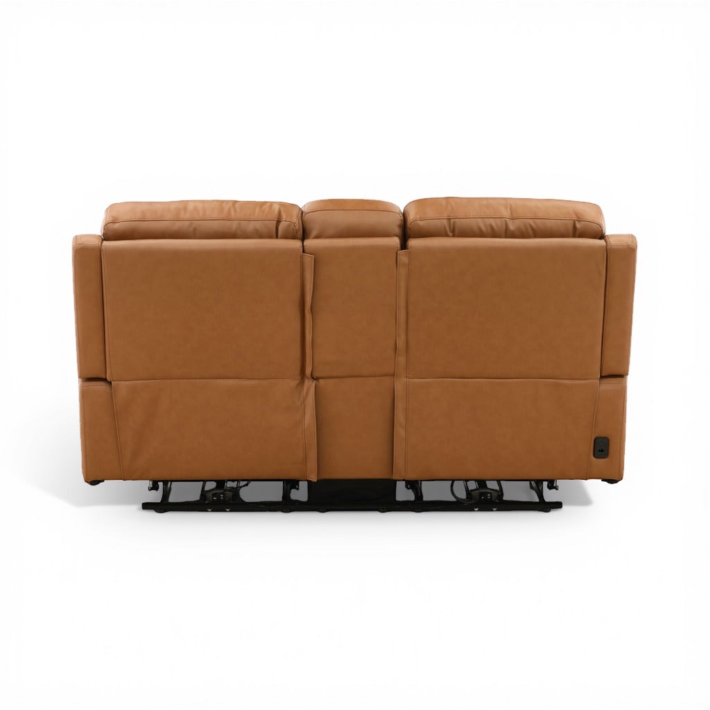 Samarah Power Leather Reclining Console Loveseat