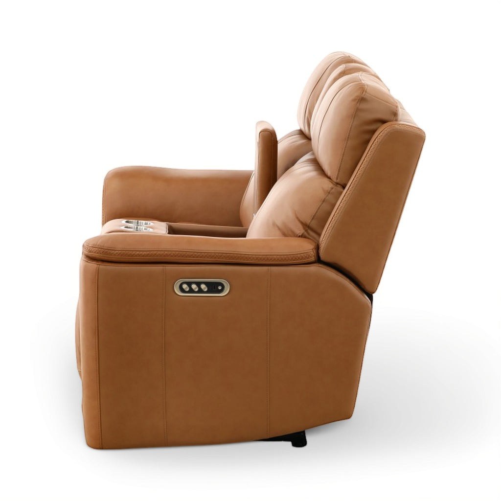 Samarah Power Leather Reclining Console Loveseat