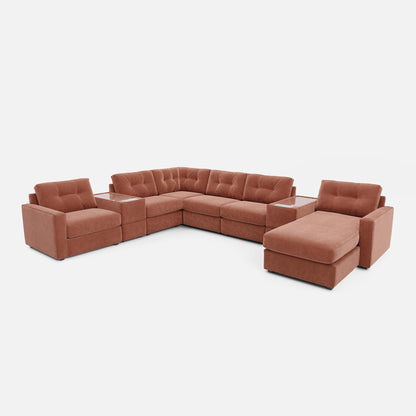 Modular One Right Facing 8-Piece Sectional with E-Console - Cantaloupe