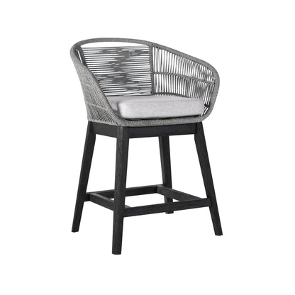 Tutti Frutti Indoor Outdoor Bar Height Bar Stool in Black Brushed Wood