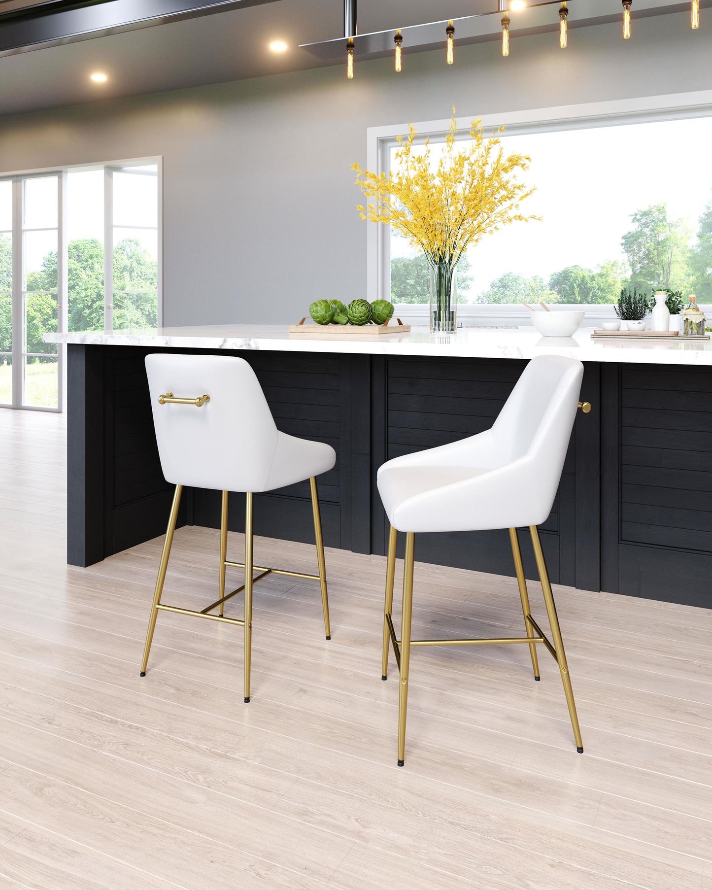 Madelaine Counter Stool White & Gold