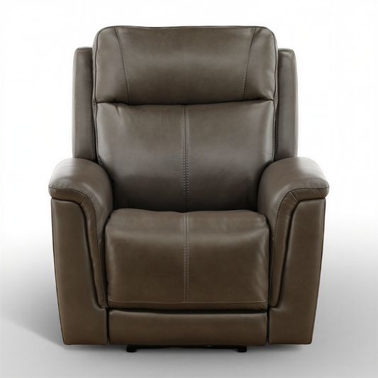 Flexsteel Trey Leather Power Recliner Grey