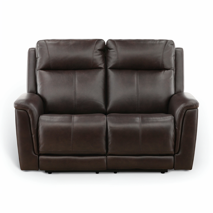 Flexsteel Trey Leather Power Reclining Loveseat Brown
