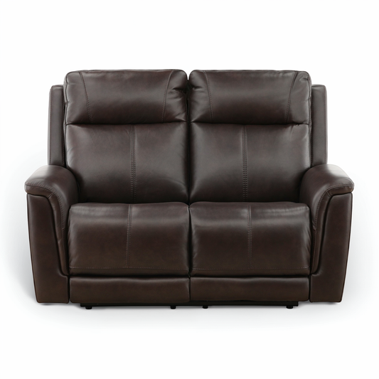 Flexsteel Trey Leather Power Reclining Loveseat Brown