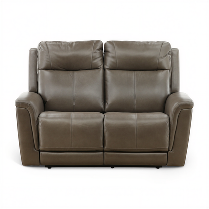 Flexsteel Trey Leather Power Reclining Loveseat Grey