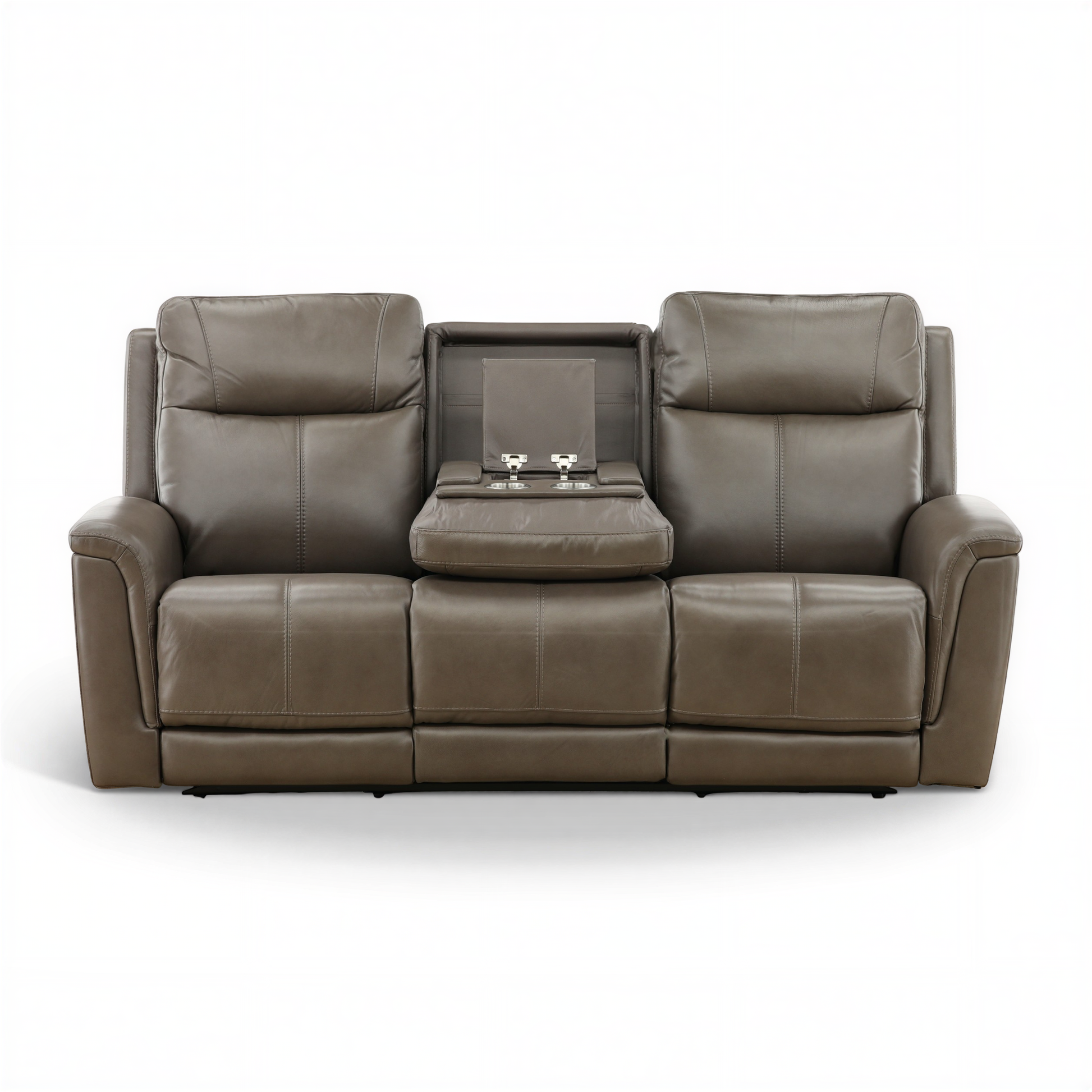 Flexsteel Trey Leather Power Reclining Sofa with Drop-Down Table