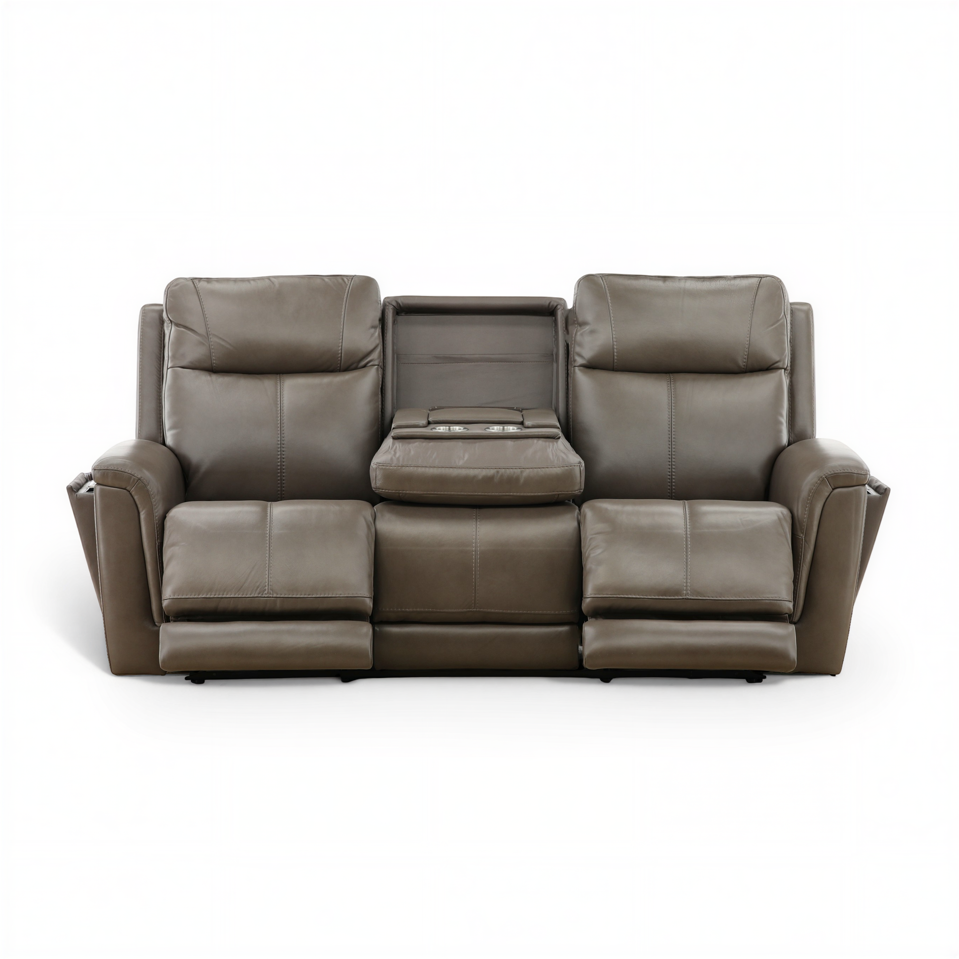 Flexsteel Trey Leather Power Reclining Sofa with Drop-Down Table