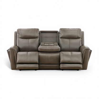 Flexsteel Trey Leather Power Reclining Sofa with Drop-Down Table