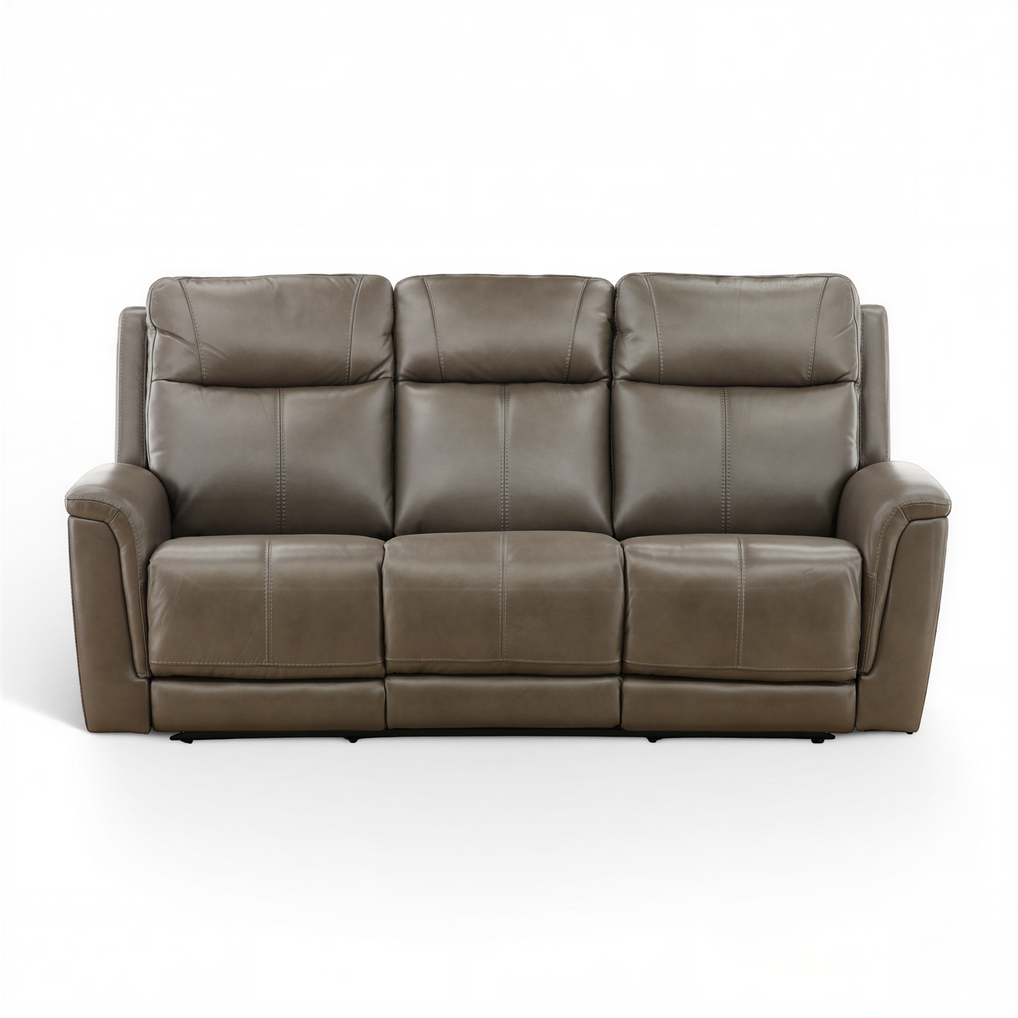 Flexsteel Trey Leather Power Reclining Sofa with Drop-Down Table Grey