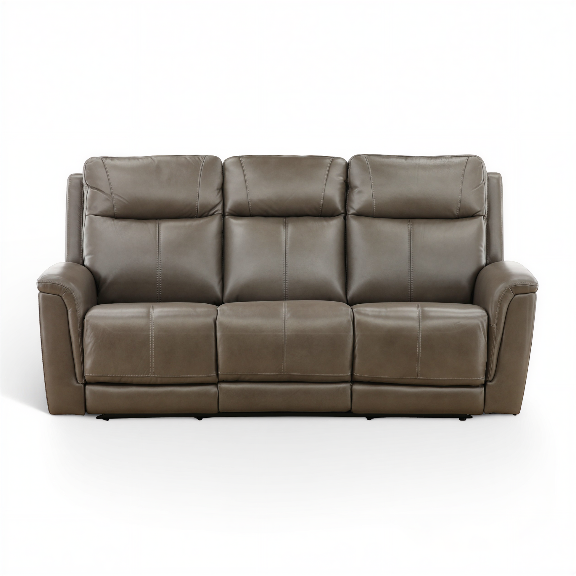 Flexsteel Trey Leather Power Reclining Sofa with Drop-Down Table Grey