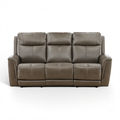 Flexsteel Trey Leather Power Reclining Sofa with Drop-Down Table Grey
