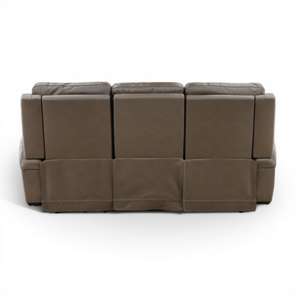 Flexsteel Trey Leather Power Reclining Sofa with Drop-Down Table