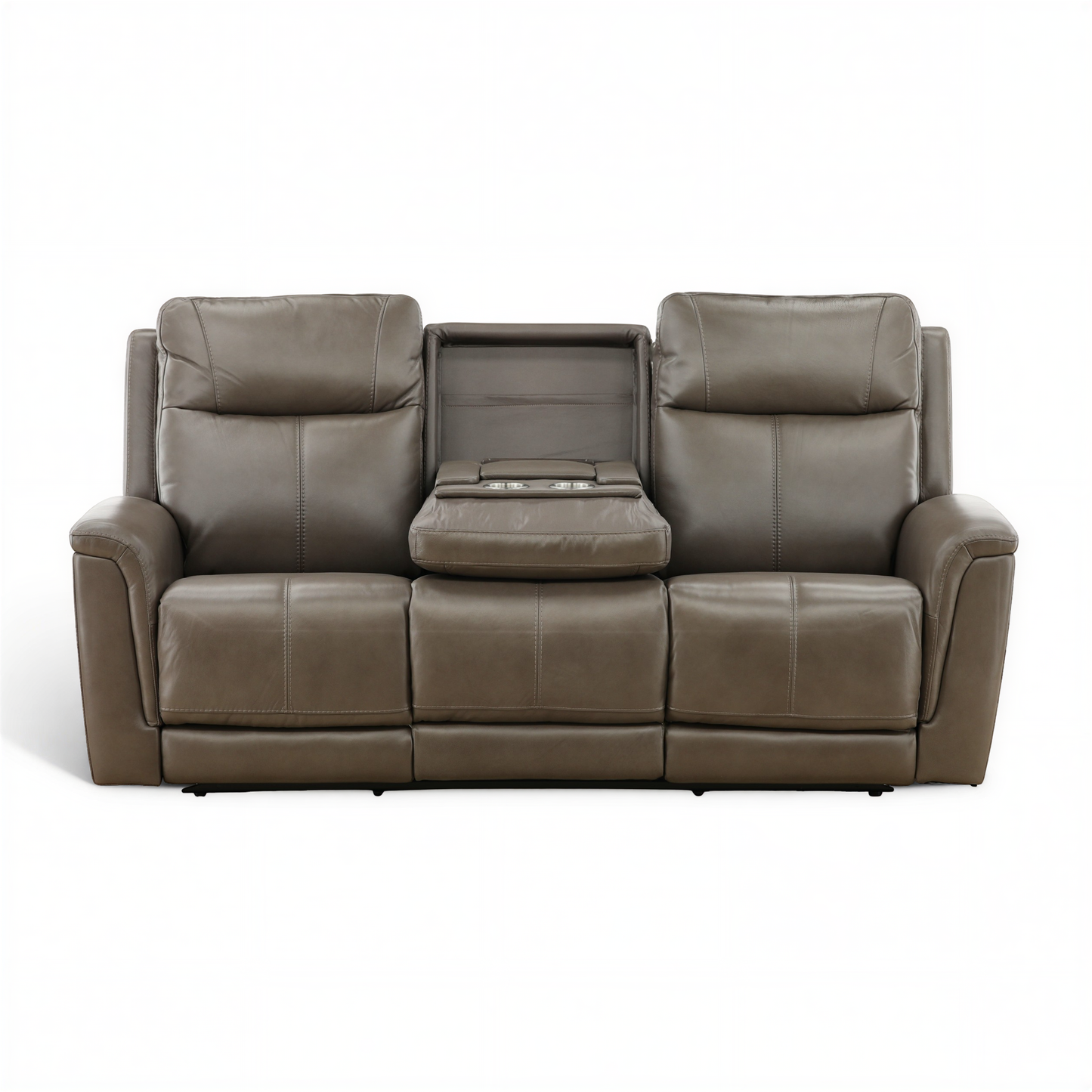 Flexsteel Trey Leather Power Reclining Sofa with Drop-Down Table