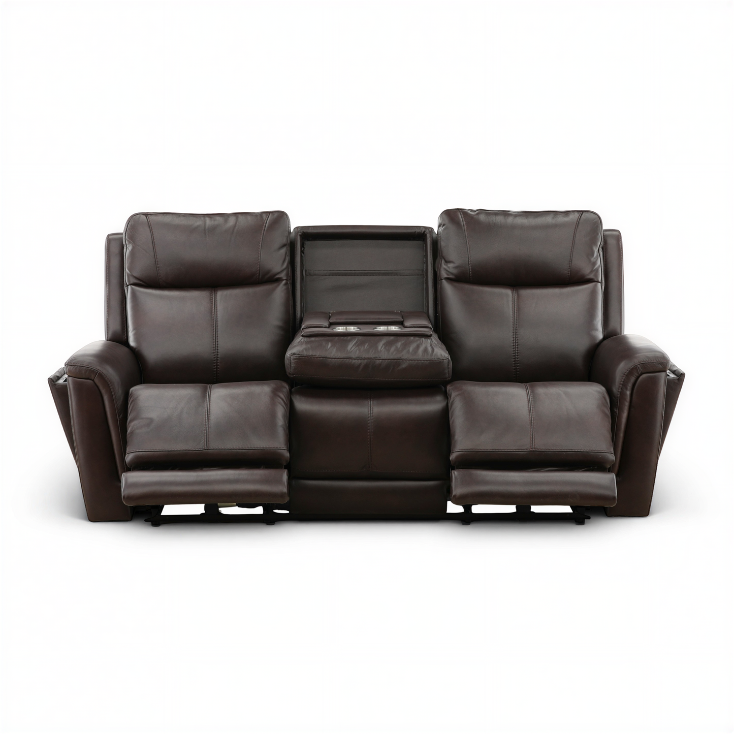 Flexsteel Trey Leather Power Reclining Sofa with Drop-Down Table