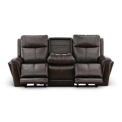 Flexsteel Trey Leather Power Reclining Sofa with Drop-Down Table