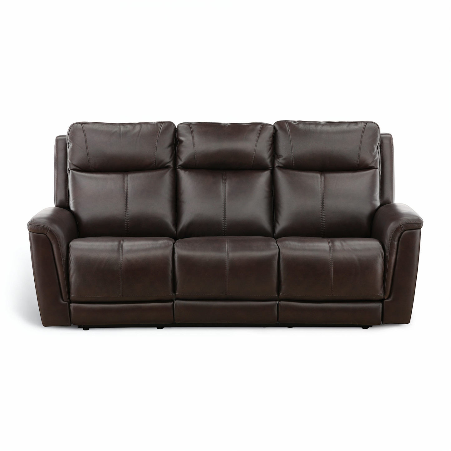 Flexsteel Trey Leather Power Reclining Sofa with Drop-Down Table Brown