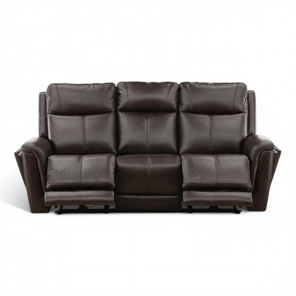 Flexsteel Trey Leather Power Reclining Sofa with Drop-Down Table