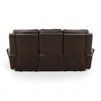 Flexsteel Trey Leather Power Reclining Sofa with Drop-Down Table
